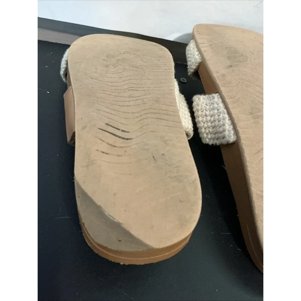 Reef Cushion Vista Natural Crochet Womens Slides Sandals Beige Size 8